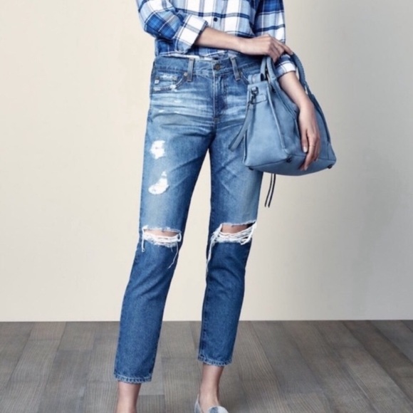 Ag Adriano Goldschmied Denim - AG Adriano Goldschmied The Beau Slouchy Skinny Distressed Jeans - Size 31R